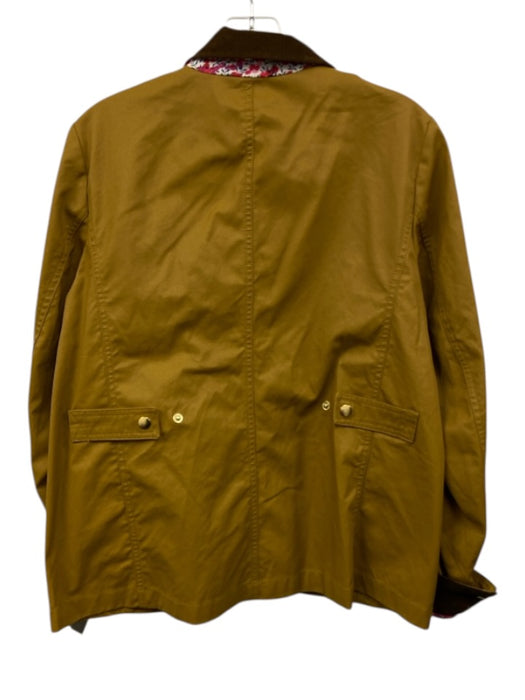 J Crew Size Small Tan & Brown Cotton Long Sleeve Button & Zip Front Waxed Jacket Tan & Brown / Small