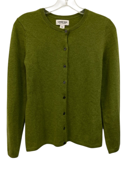 Land's End Size XS Pea Green Cashmere Long Sleeve Button Front Knit Sweater Pea Green / XS