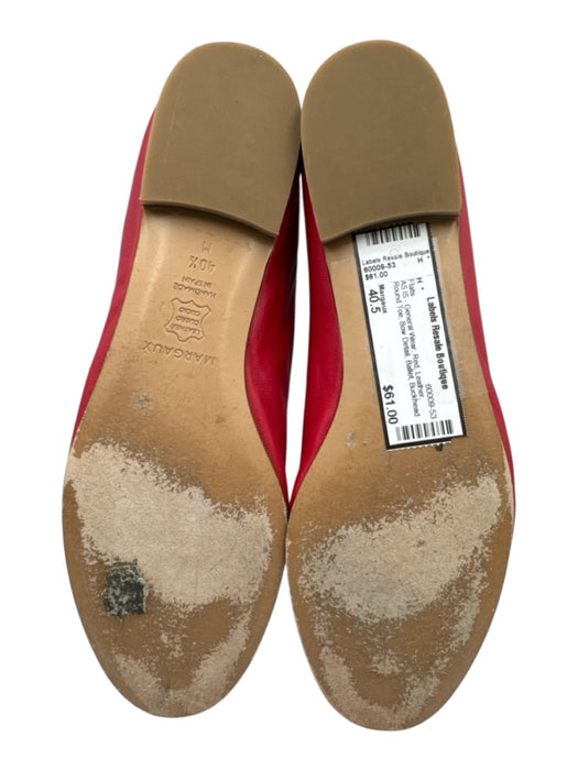 Margaux Shoe Size 40.5 Red Leather Round Toe Bow Detail Ballet Flats Red / 40.5