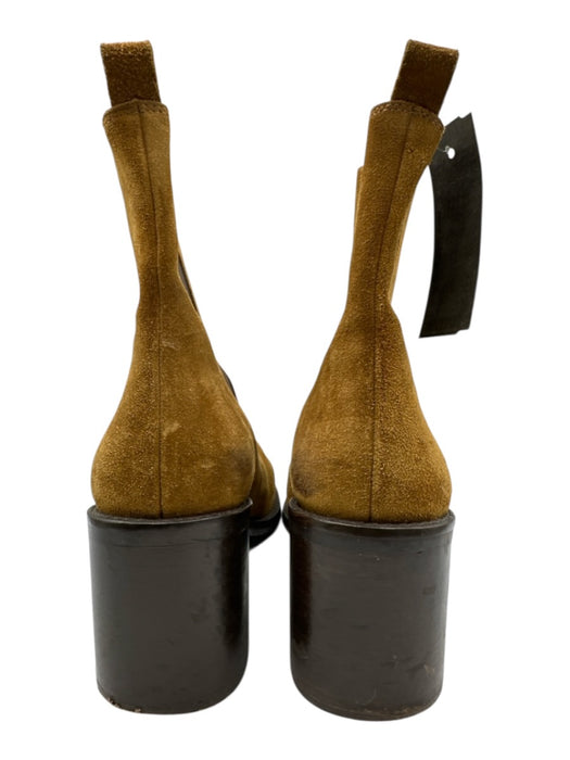Sezane Shoe Size 41 Tan & Brown Leather Suede Elastic Block Heel Booties Tan & Brown / 41