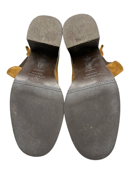 Sezane Shoe Size 41 Tan & Brown Leather Suede Elastic Block Heel Booties Tan & Brown / 41