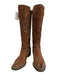 Born Shoe Size 9 Brown Leather Upper Round Toe Side Zip Block Heel Boots Brown / 9