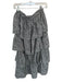 skies are blue Size S White & Black Polyester Elastic Waist Flowers Tiered Skirt White & Black / S