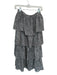 skies are blue Size S White & Black Polyester Elastic Waist Flowers Tiered Skirt White & Black / S