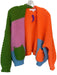 Karlie Size S Orange & Multi Acrylic Chunky Knit Color Block Open Front Sweater Orange & Multi / S