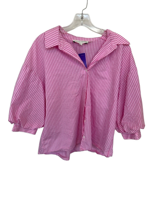 English Factory Size S Pink & White Cotton Long Balloon Sleeve Striped Top Pink & White / S