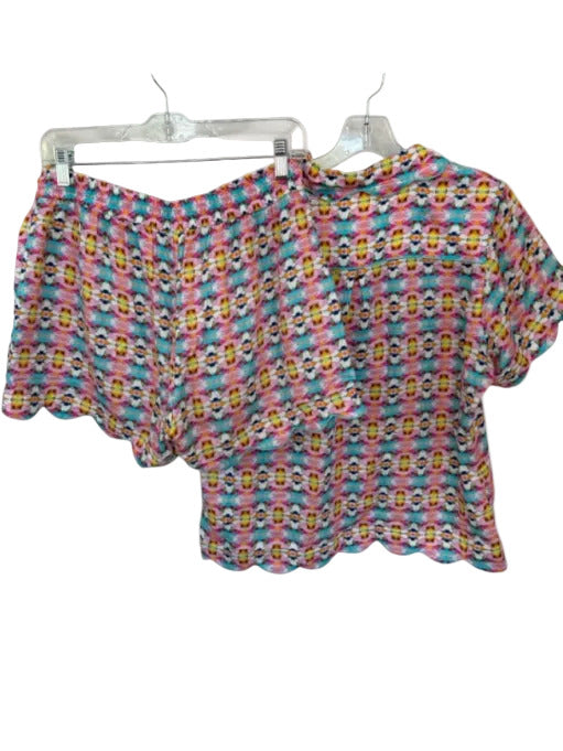 Brooks Ave. Size M Multi Cotton Short Sleeve Kaleidoscope Scallop Detail Pajamas Multi / M