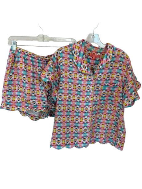 Brooks Ave. Size M Multi Cotton Short Sleeve Kaleidoscope Scallop Detail Pajamas Multi / M