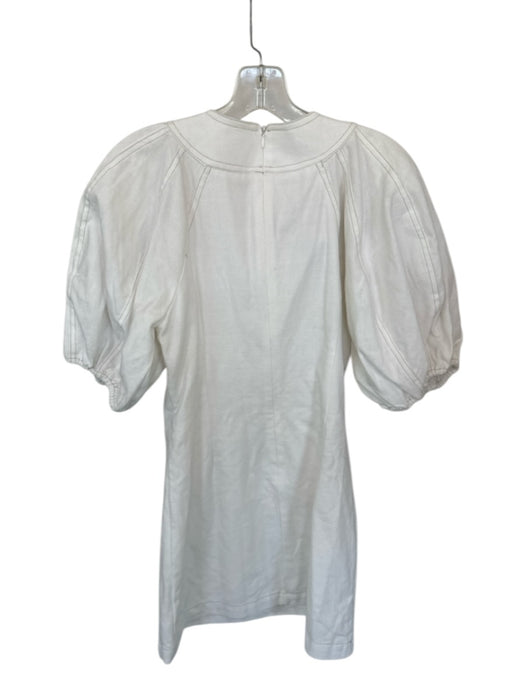 English Factory Size Est S White Cotton Blend 3/4 Balloon Sleeve Back Zip Dress White / Est S