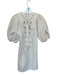 English Factory Size Est S White Cotton Blend 3/4 Balloon Sleeve Back Zip Dress White / Est S