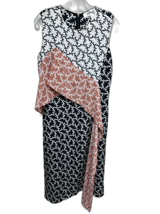 Diane Von Furstenberg Size 6 Black, White, Pink Silk Abstract Print Dress Black, White, Pink / 6