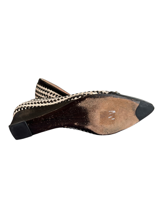 Stuart Weitzman Shoe Size 7 Black & White Leather Pointed Toe Silver Studs Shoes Black & White / 7