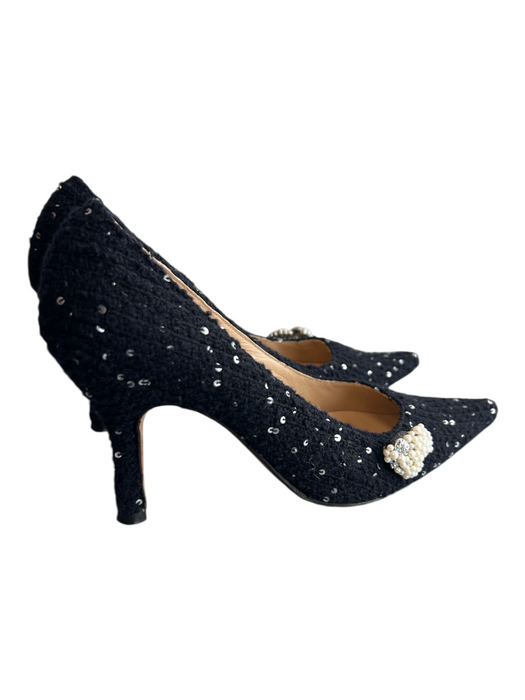 Eugenia Kim Shoe Size 37 Black Tweed Sequins Pointed Toe Pearl Stiletto Shoes Black / 37
