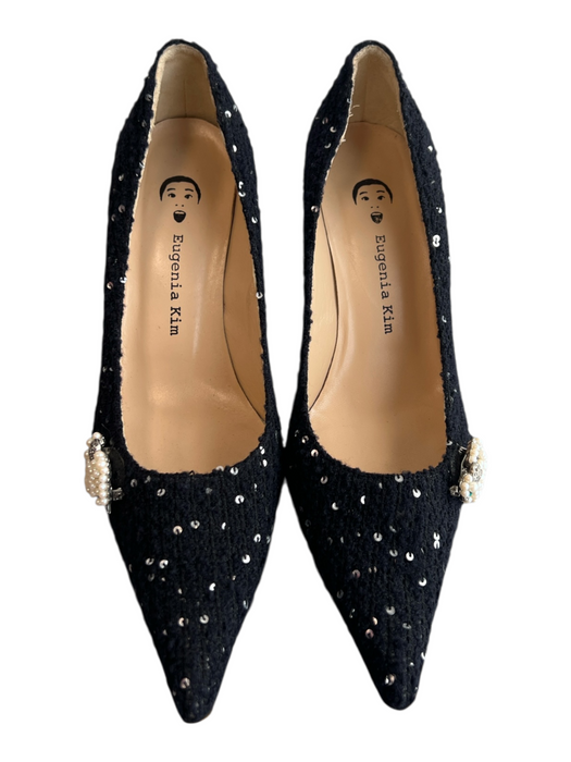 Eugenia Kim Shoe Size 37 Black Tweed Sequins Pointed Toe Pearl Stiletto Shoes Black / 37
