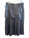 Micas Size L Black Polyester Faux Leather Mixed MEdia Pleated Midi Skirt Black / L
