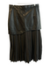 Micas Size L Black Polyester Faux Leather Mixed MEdia Pleated Midi Skirt Black / L