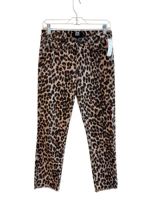 Paige Size 28 Brown Cotton & Elastane Denim Leopard Raw Edge Jeans Brown / 28