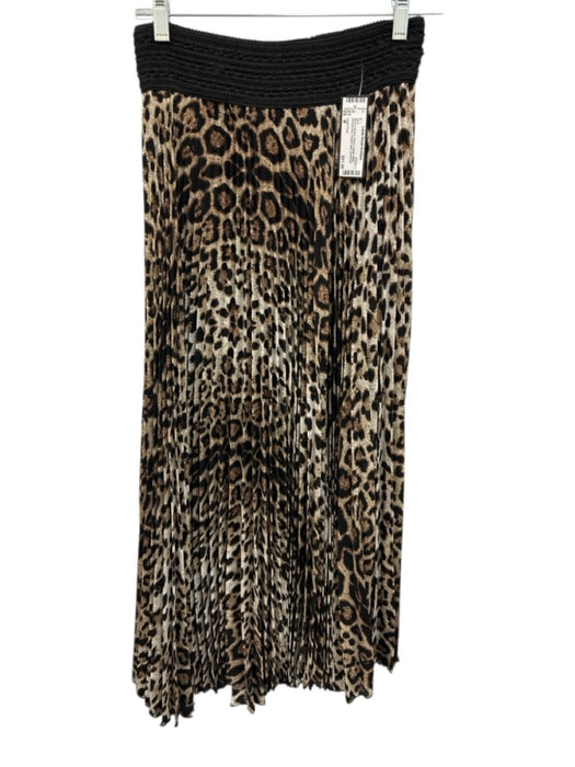 Loyd / Ford Size M Black & Brown Rayon Elastic Waist Animal Print Pleated Skirt Black & Brown / M