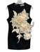 JardinVue Size M Black & Cream Sleeveless Floral Applique Mini Dress Black & Cream / M