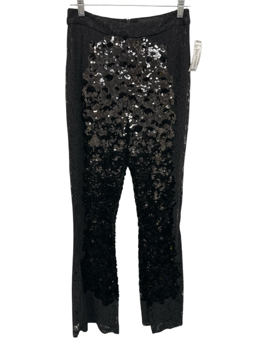 Cynthia Rowley Size 6 Black Cotton & Polyamide All Over Sequins Lace Pants Black / 6