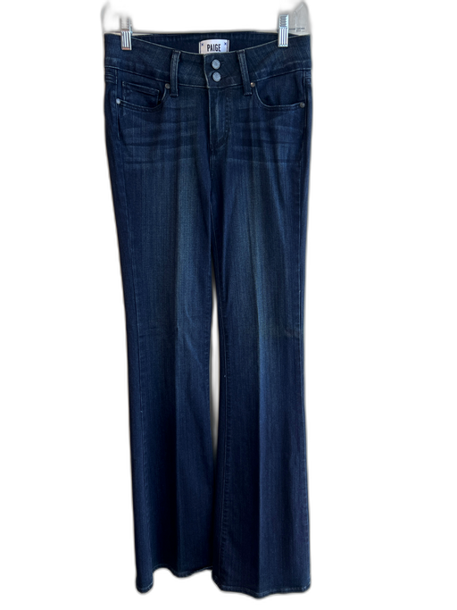 Paige Size 27 Dark Wash Rayon & Cotton Mid Rise Whiskering 5 Pocket Flare Jeans Dark Wash / 27