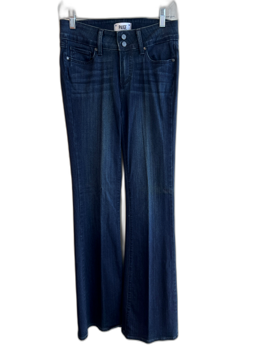 Paige Size 27 Dark Wash Rayon & Cotton Mid Rise Whiskering 5 Pocket Flare Jeans Dark Wash / 27