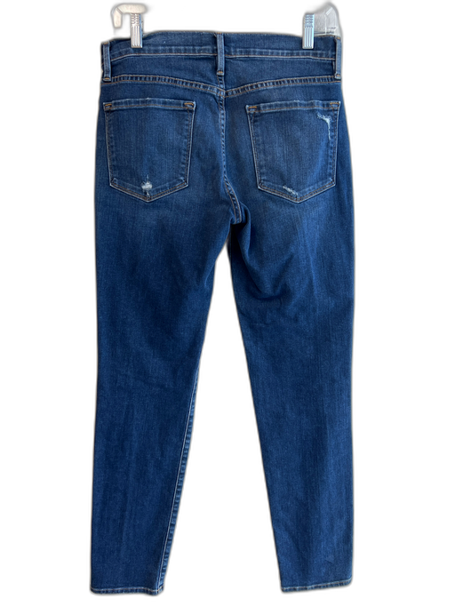 Frame Size 26 Medium dark wash Cotton High Rise Distressed Straight Leg Jeans Medium dark wash / 26