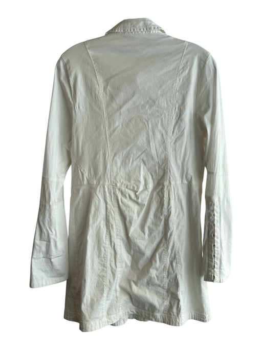 Free People Size S White Cotton Snap Button Long Sleeve Collar Dress White / S
