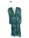By Anthropologie Size S Teal & Yellow Viscose Blend Long Balloon Sleeve Dress Teal & Yellow / S