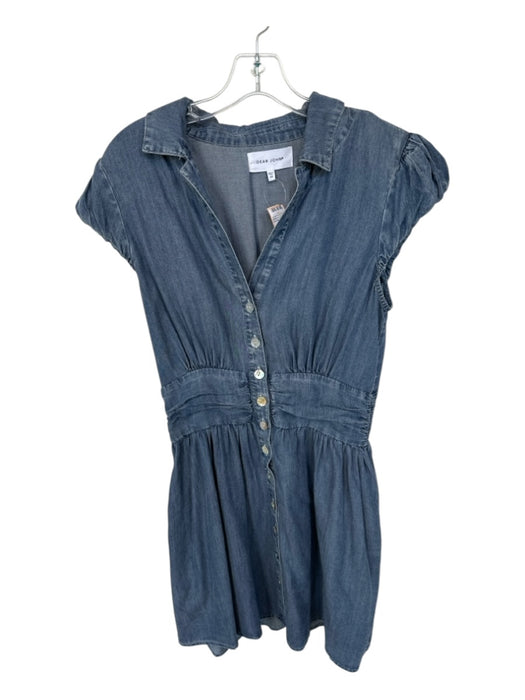 Dear John Size XS Med Dark Wash Tencel Cap Sleeve Collar Buttons Denim Dress Med Dark Wash / XS