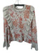 Free People Size S Gray & Peach Wool Blend Long Bell Sleeve Flowers Sweater Gray & Peach / S