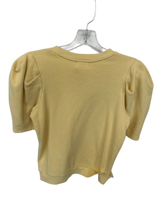 Nation Size S Butter Yellow Pima Cotton 3/4 Balloon Sleeve Shoulder Detail Top Butter Yellow / S