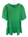English Factory Size S Green Cotton Short Sleeve Back Zip Scalloped Dress Green / S