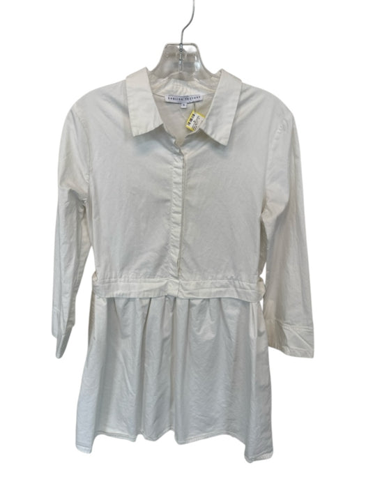 English Factory Size S White Cotton Long Sleeve Buttons Collar Dress White / S