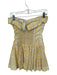 Mable Size M Yellow & Green Cotton Strapless Flowers Back Zip Dress Yellow & Green / M