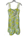 B. Right Size M Yellow & Green Polyester jaquard Flowers Back Zip Midi Dress Yellow & Green / M