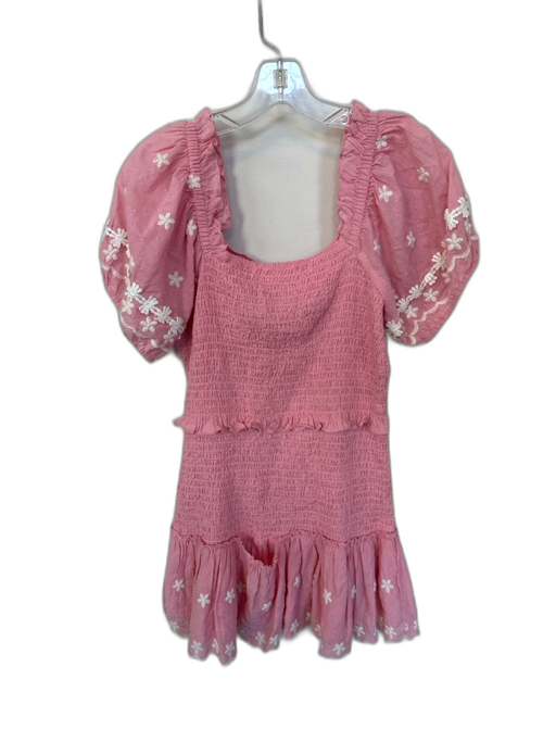 Loveshackfancy Size M Pink & White Cotton Short Balloon Sleeve smocked Dress Pink & White / M