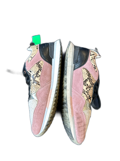 Hoff Shoe Size 9 Black & Mauve Leather & Canvas Snake Skin Athletic Sneakers Black & Mauve / 9