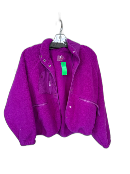 FP Movement Size S Magenta Polyester Long Sleeve Fuzzy Snap Buttons Jacket Magenta / S