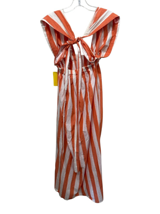 Mara Hoffman SWIM Size S White & Orange Cotton Striped Tie Back Halter Dress White & Orange / S