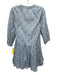 Lake Size XS White & Blue Cotton Floral 3/4 Sleeve Button Front Tiered Dress White & Blue / XS