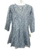 Lake Size XS White & Blue Cotton Floral 3/4 Sleeve Button Front Tiered Dress White & Blue / XS