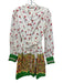 Banjanan Size XS White, Green & Multi Cotton Floral Paisley Button Front Dress White, Green & Multi / XS