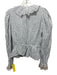 Ulla Johnson Size 0 White & Navy Blue Cotton Striped Long Balloon Sleeve Top White & Navy Blue / 0