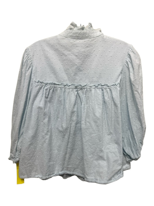 CROSBY by Mollie Burch Size S Light Blue Cotton 1/2 Balloon Sleeve Swiss Dot Top Light Blue / S