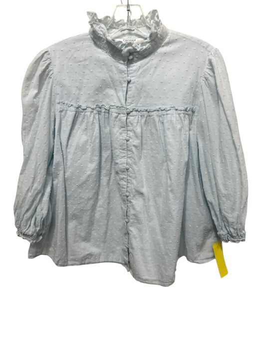 CROSBY by Mollie Burch Size S Light Blue Cotton 1/2 Balloon Sleeve Swiss Dot Top Light Blue / S