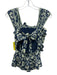 Sea New York Size XS Navy Blue & Light Green Cotton Ruffle Sleeveless Top Navy Blue & Light Green / XS