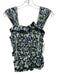 Sea New York Size XS Navy Blue & Light Green Cotton Ruffle Sleeveless Top Navy Blue & Light Green / XS