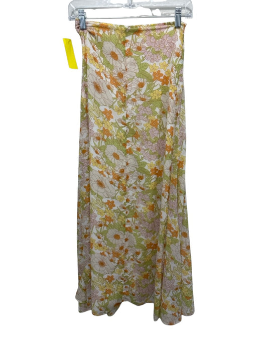 En Saison Size XS White, Yellow & Orange Polyester Floral Side Zip A Line Skirt White, Yellow & Orange / XS