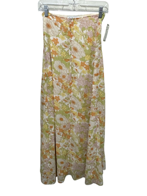 En Saison Size XS White, Yellow & Orange Polyester Floral Side Zip A Line Skirt White, Yellow & Orange / XS